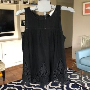 Boutique Black Festival Tank with Embroidery